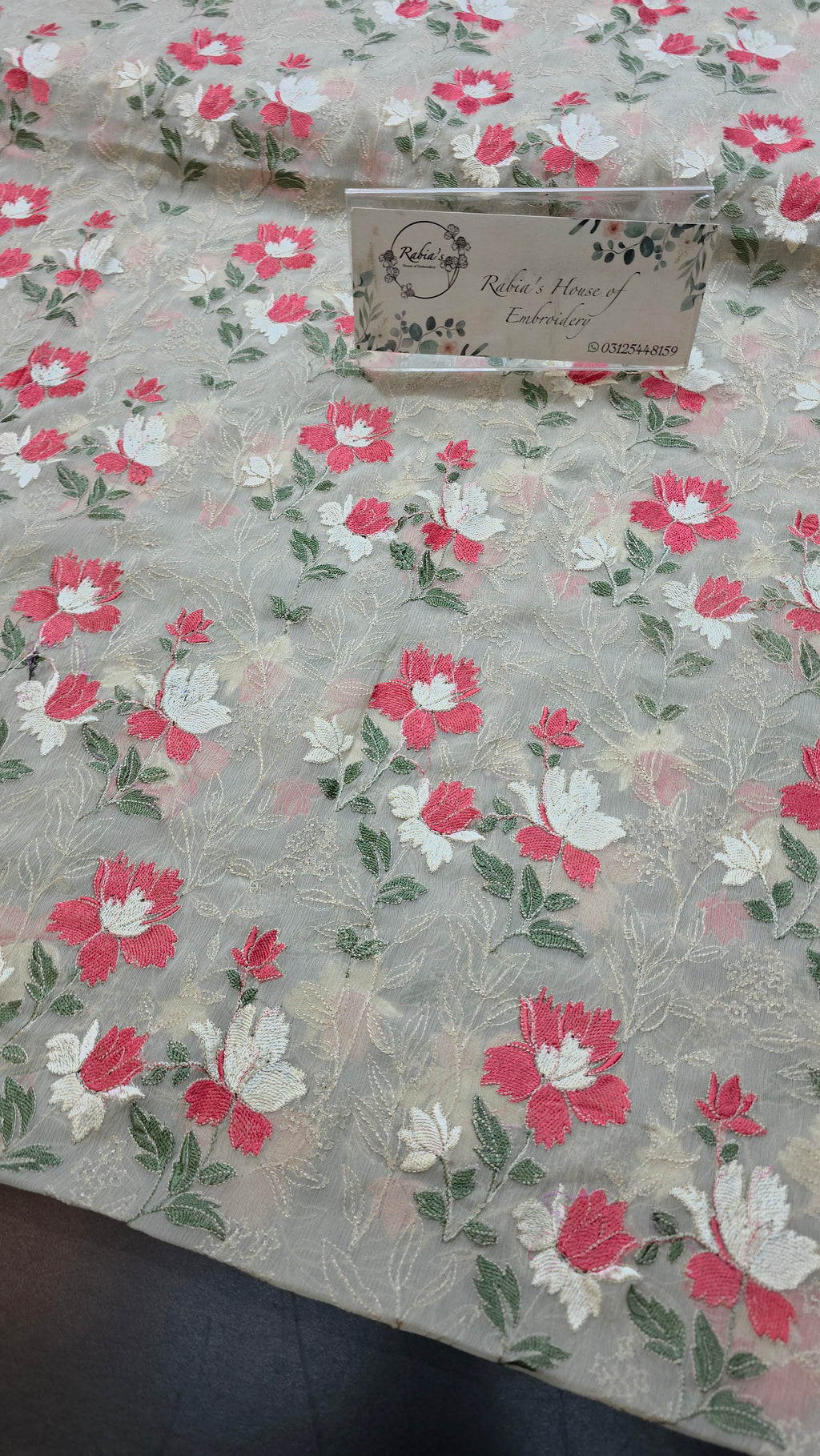 Chiffon allover embroidered shirt and duppatta