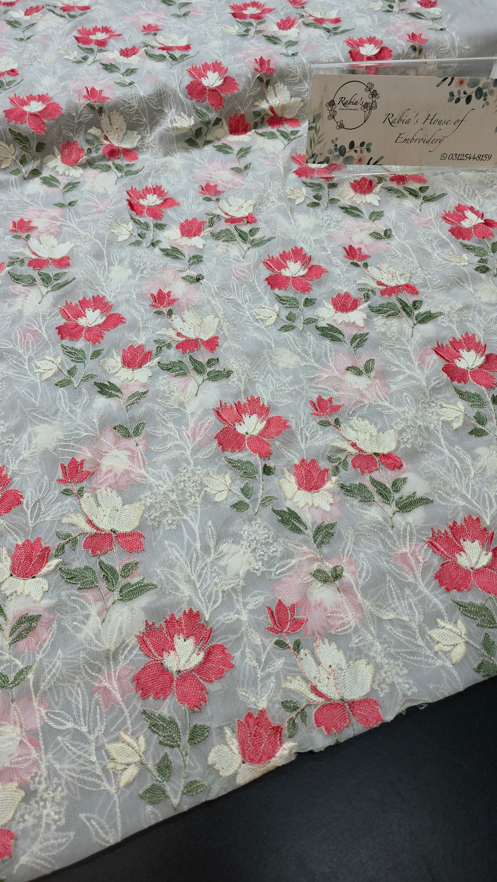 Chiffon allover embroidered shirt and duppatta