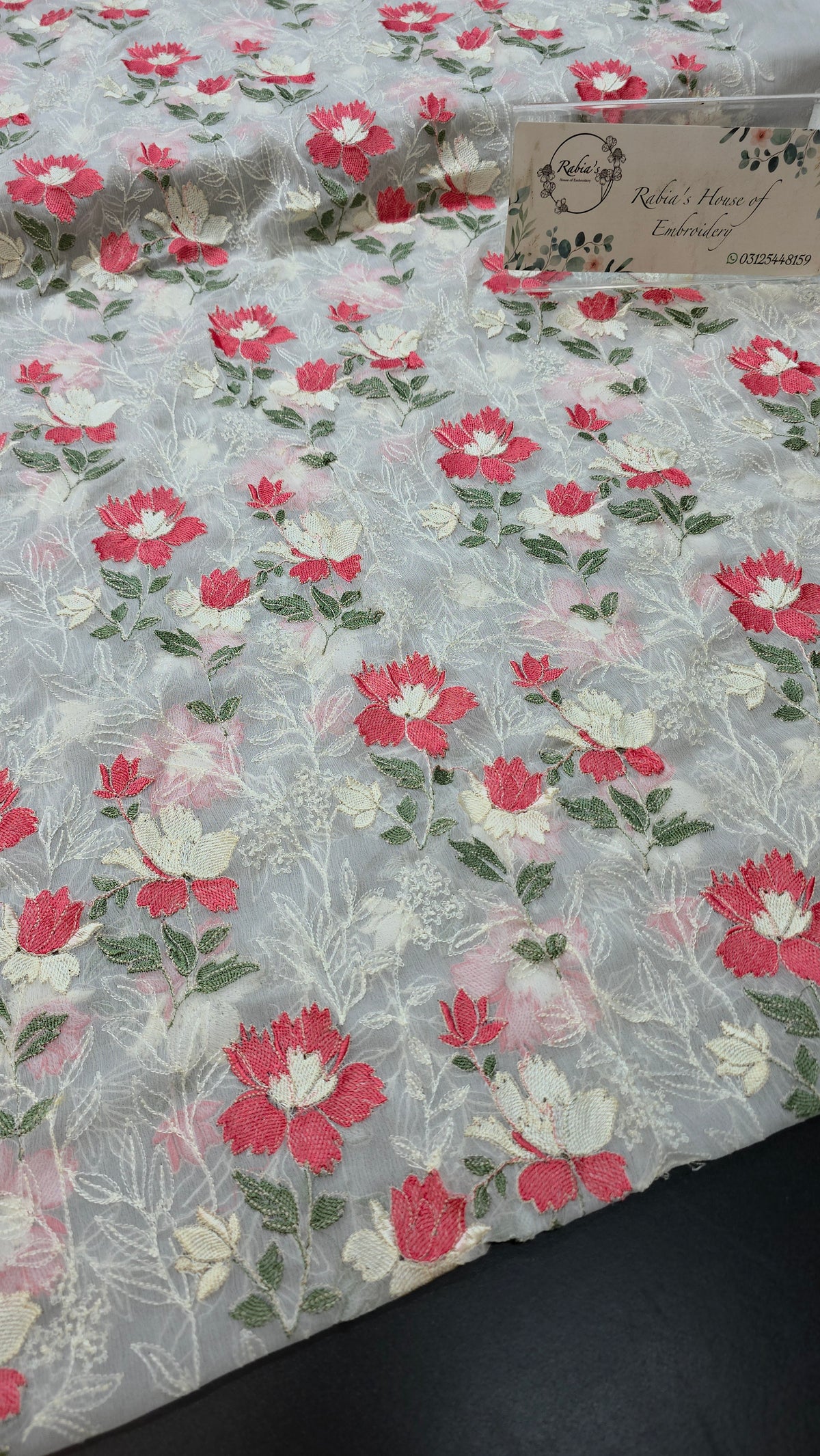 Chiffon allover embroidered shirt and duppatta