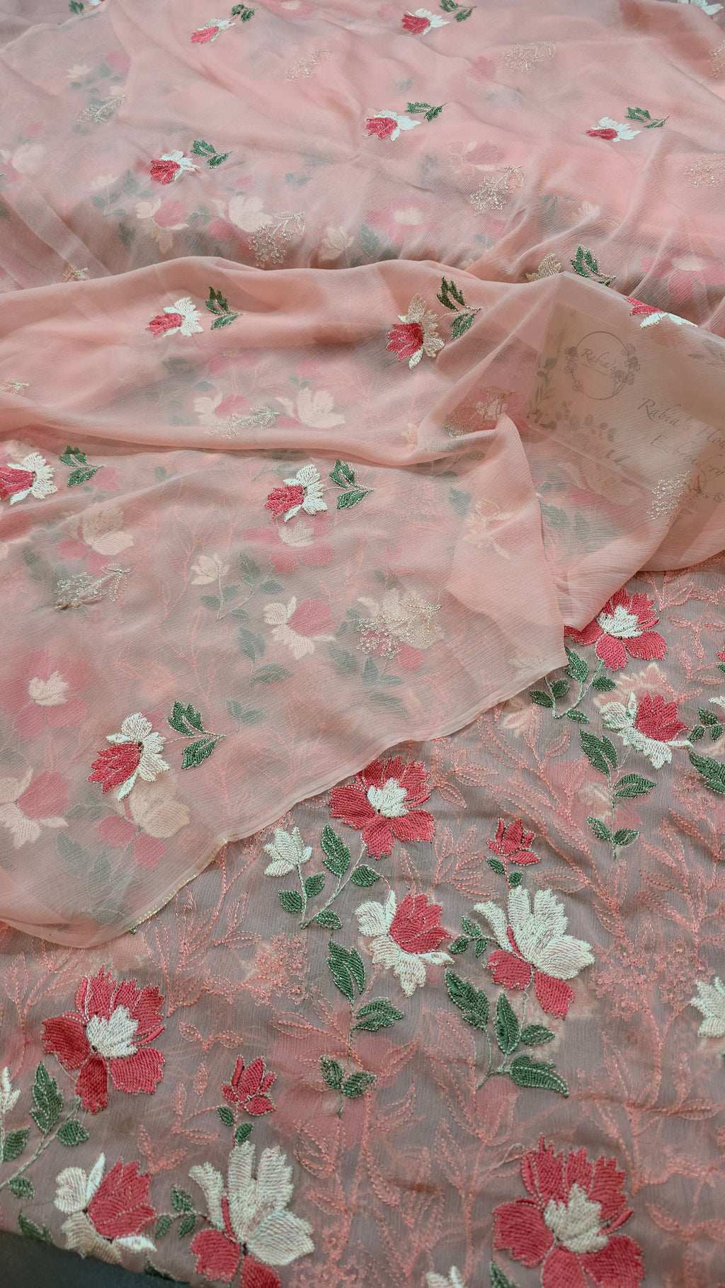 Chiffon allover embroidered shirt and duppatta