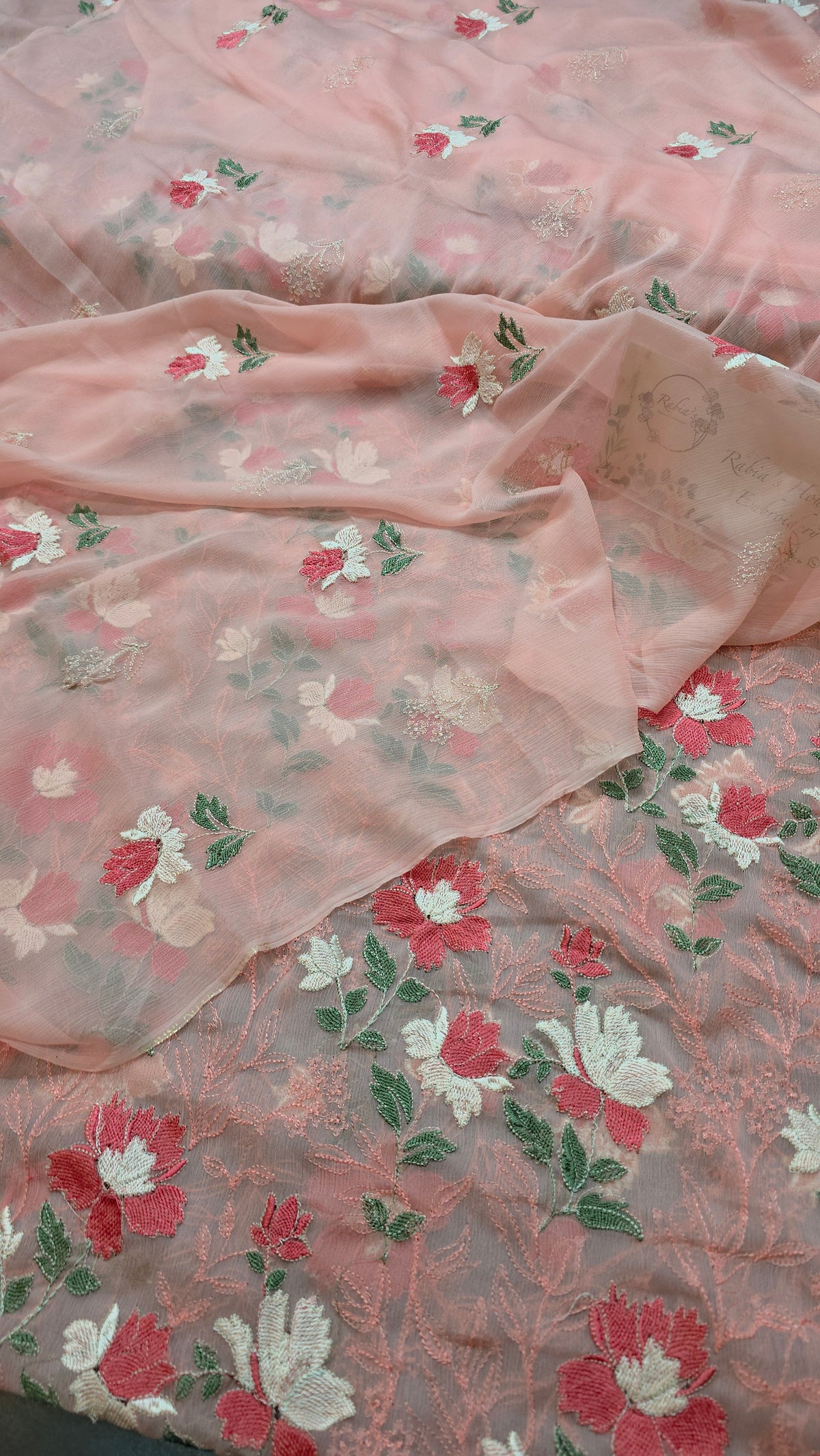 Chiffon allover embroidered shirt and duppatta
