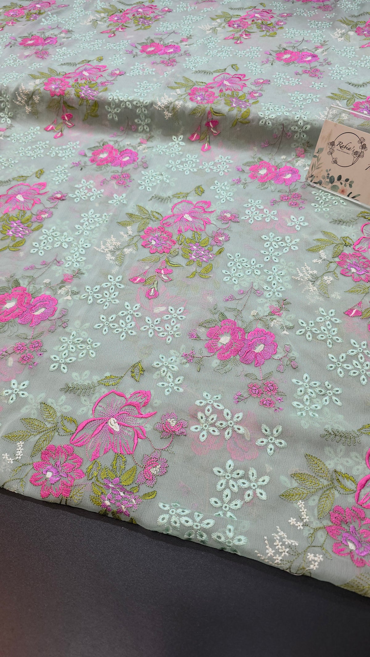 Chiffon allover embroidered shirt and duppatta