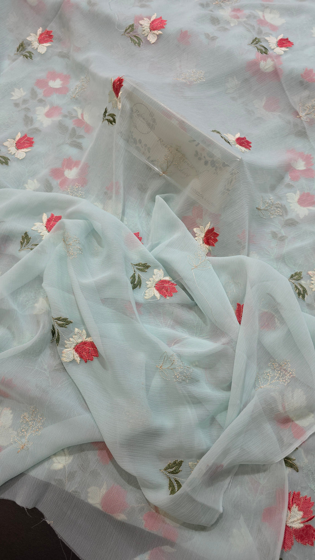 Chiffon allover embroidered shirt and duppatta