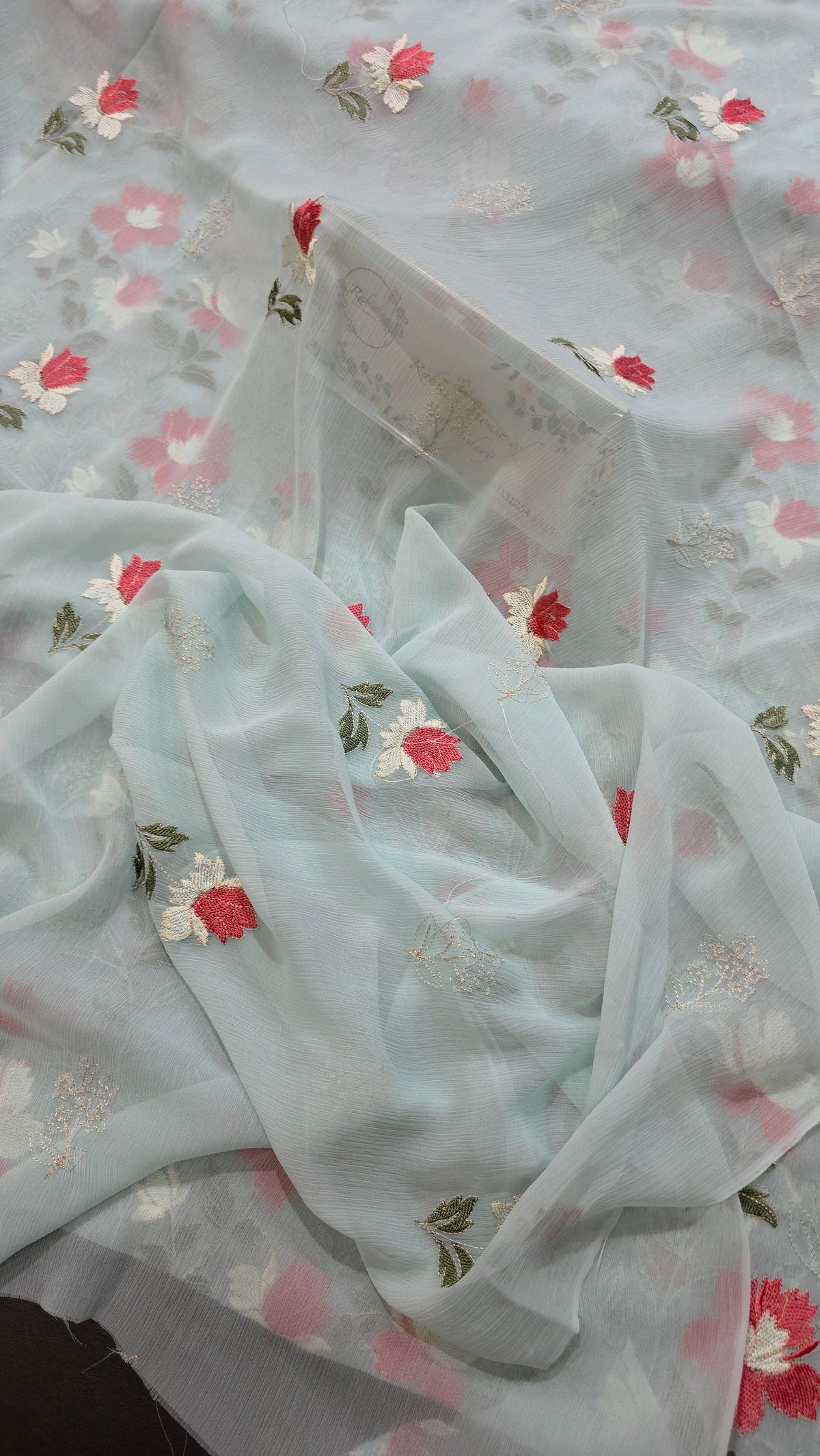Chiffon allover embroidered shirt and duppatta
