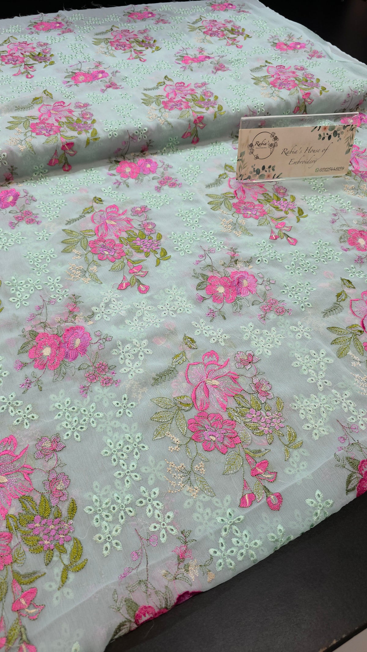 Chiffon allover embroidered shirt and duppatta