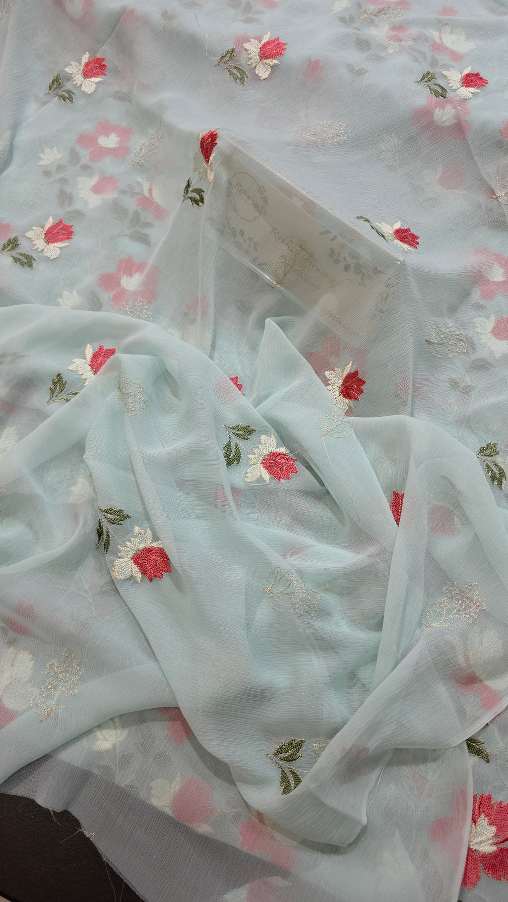 Chiffon allover embroidered shirt and duppatta