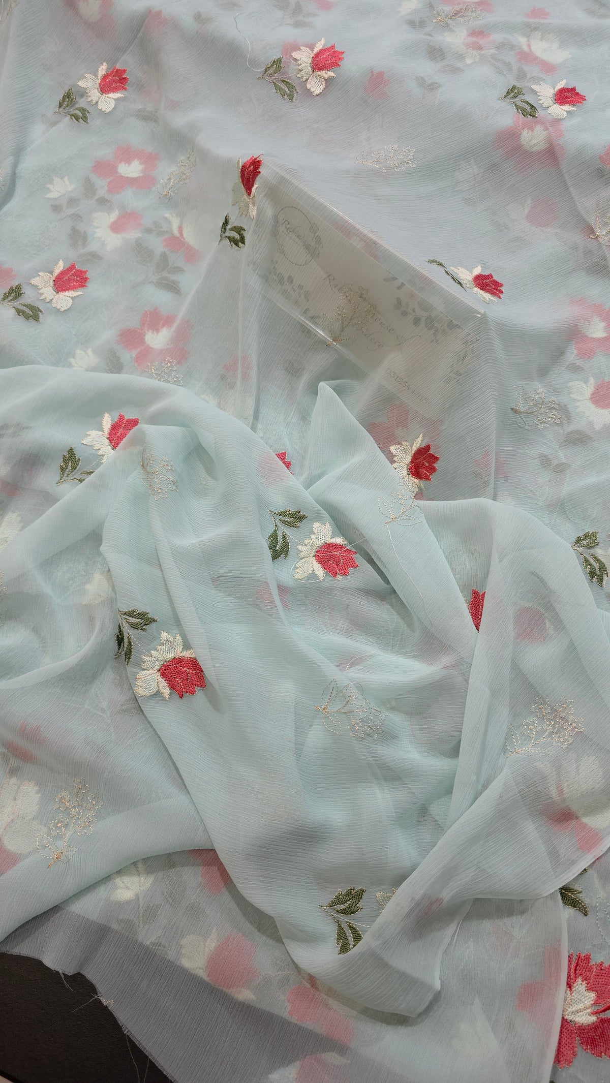 Chiffon allover embroidered shirt and duppatta
