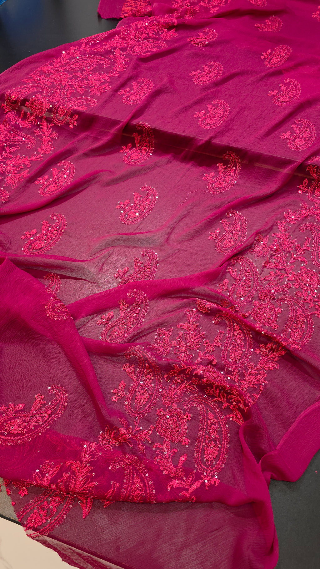Chiffon allover embroidered shirt and duppatta