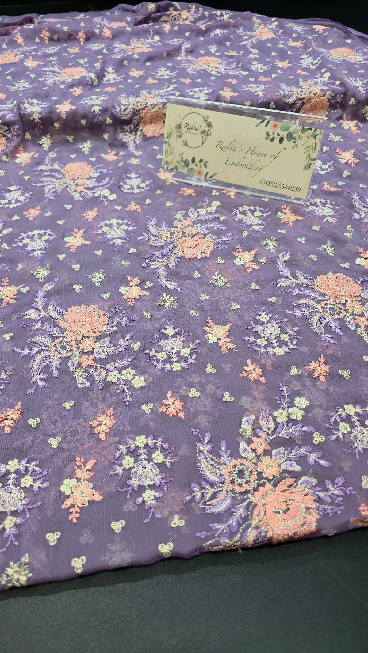 Chiffon allover embroidered shirt and duppatta