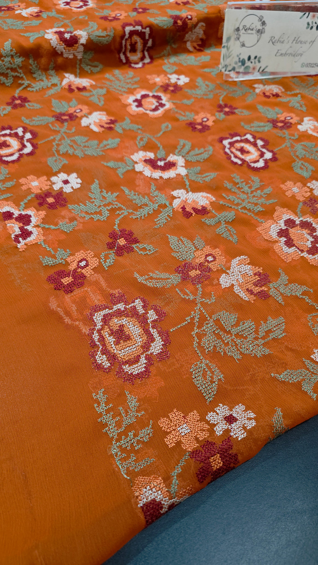 Chiffon allover embroidered shirt and duppatta
